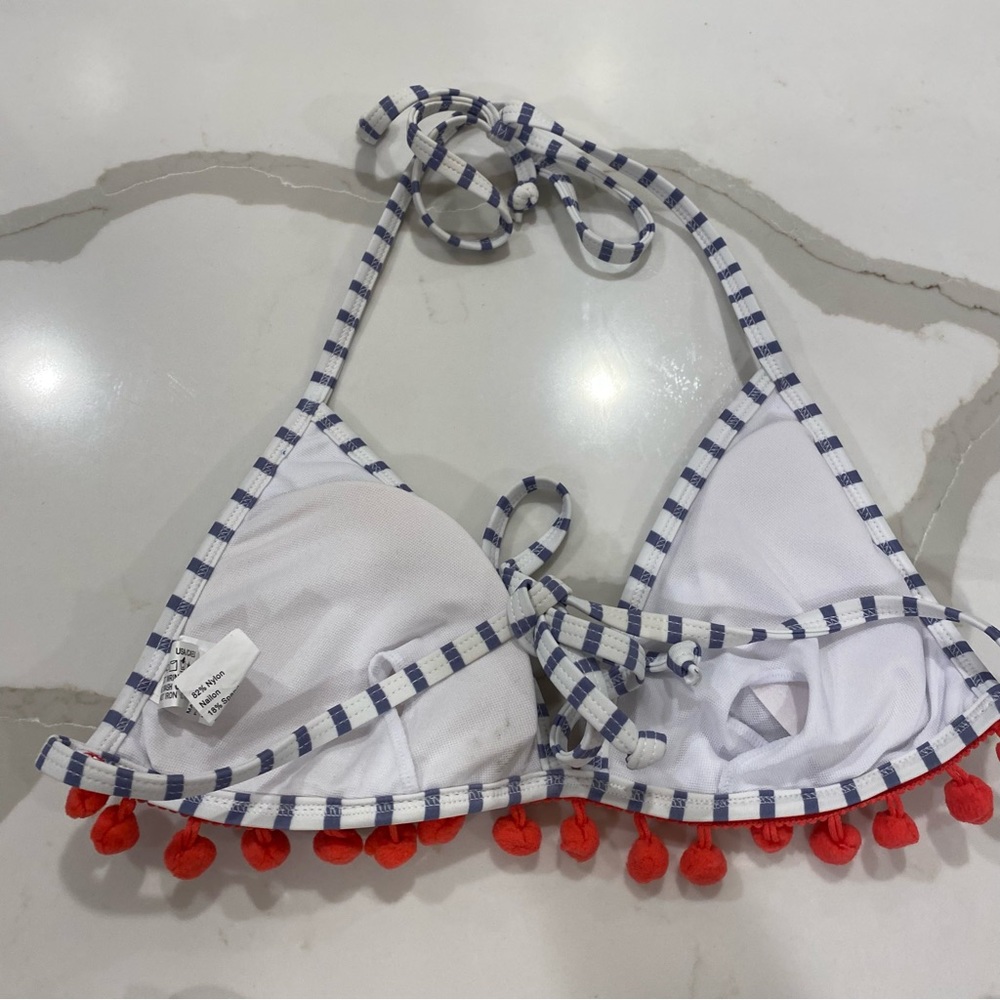 COCOSHIP High Waist Striped Pom Pom Bikini - Picture 10 of 10